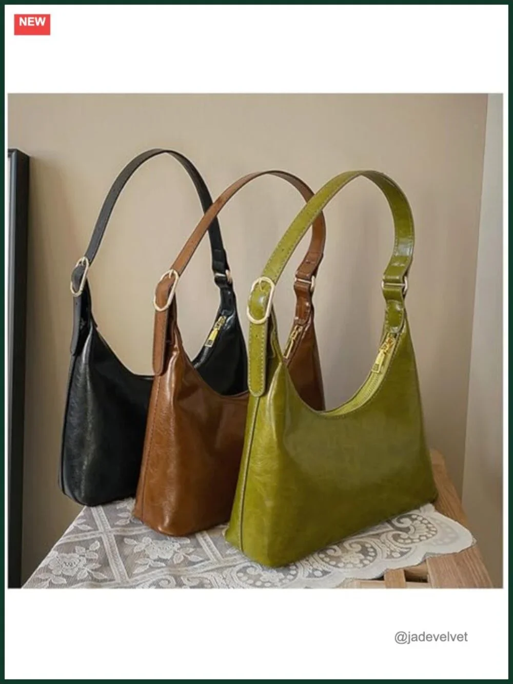 Vegan Leather Shoulder Bag Retro Hobo Underarm Purse with Zipper